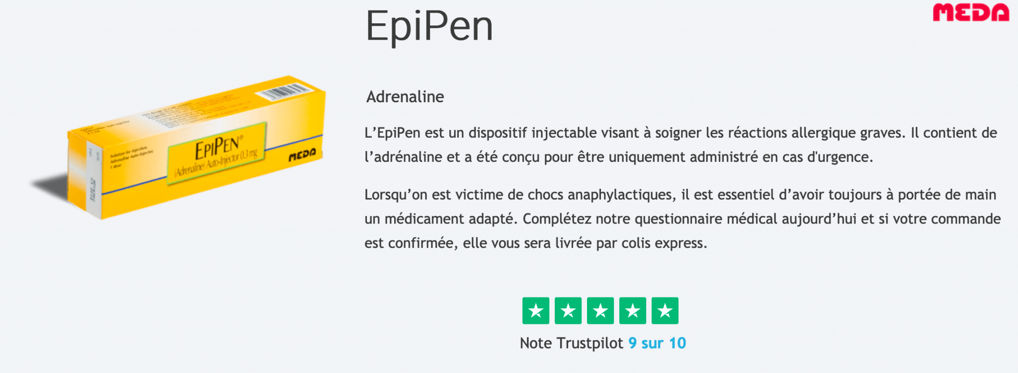 Epipen Avis et Prix Acheter en Ligne ce Médicament contre l'Allergie